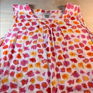 Christopher & Banks Pink and Orange Lightweight Sleeveless Boho Blouse Sz M
